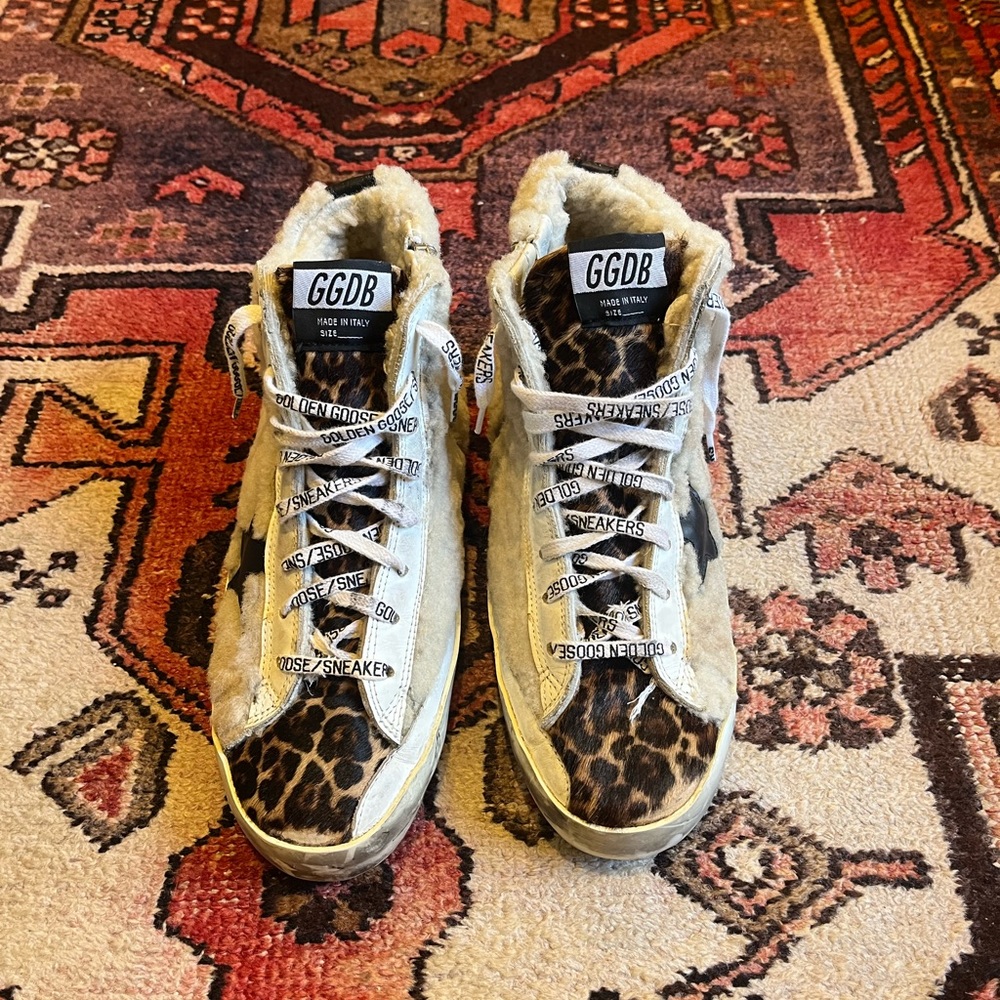 Golden Goose Shearling High Top Sneakers
